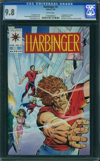 1992 Valiant HARBINGER # 2 CGC 9.8 White Pages, 1st Rock Coupon Included!