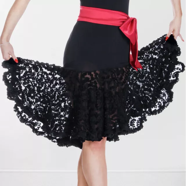 Latin salsa tango rumba Cha cha Square Ballroom Dance Dress#F040 Skirt Black