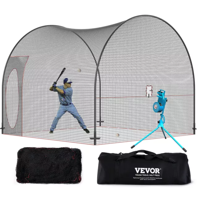 VEVOR Baseball Softball Schlagkäfig Netz PE-Pitching-Schlagnetz 3,6m Schwarz