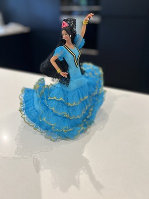 Vintage Marin Chiclana Espana Dancing Flamenco Dancer Spanish Doll Blue