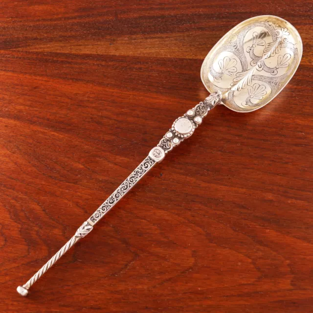 Large Wakely & Wheeler Sterling Silver Coronation Spoon Elaborately Engraved