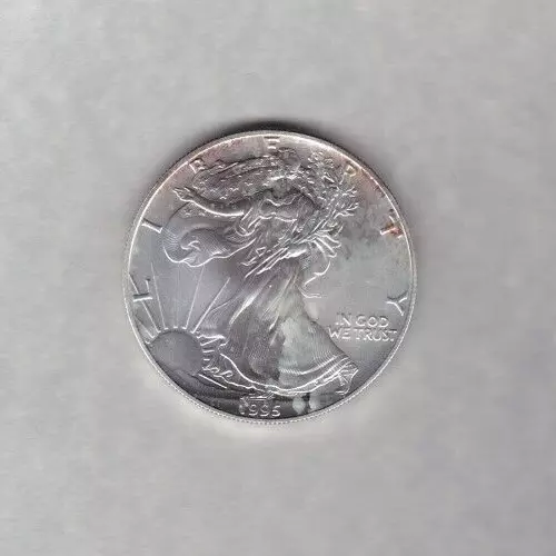 Usa 1995 One Ounce Silver Eagle Dollar Coin In Near Mint Condition.