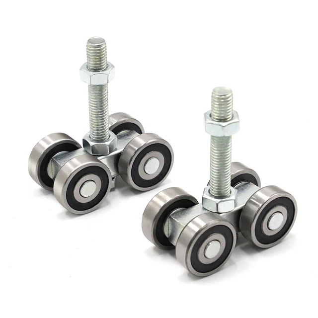 2pcs Sliding Roller Hanging Barn Door Rail Trolley Steel Double Wheel w/ M12 Nut