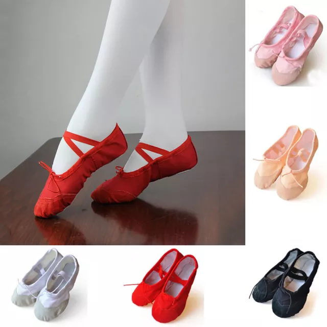 Adult Kid Child Ballet Canvas Dance Shoes Soft Pointe Gymnastics Dance Slippers