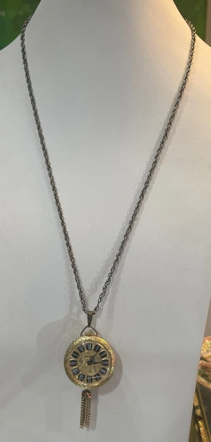 VTG WOLDMAN NECKLACE Pendant Watch Silver Tone Swiss Made  display picture 2