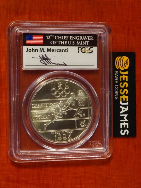 1995 D $1 Unc Silver Track & Field Commemorative Dollar Pcgs Ms69 Mercanti