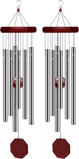 2 Pack Memorial Wind Chimes Outdoor Large Deep Tone, Elegant Sympathy Wind AU