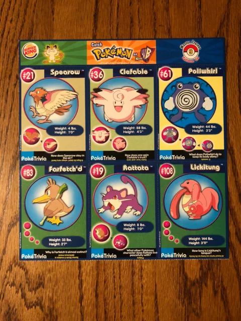 Vintage '98 Uncut 97 Rare Set Of 12 First Movie Poke'Trivia  Pokémon Cards (A)