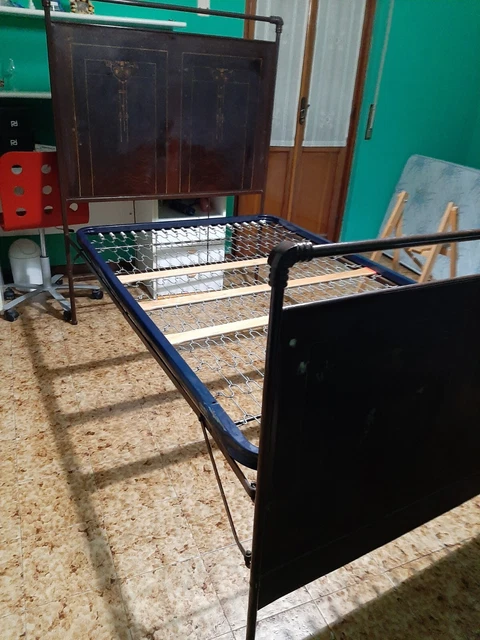 Letto Una Piazza E Mezza In Ferro Battuto Cuore - Bianco Sfumato Oro, Stile Shabby Chic