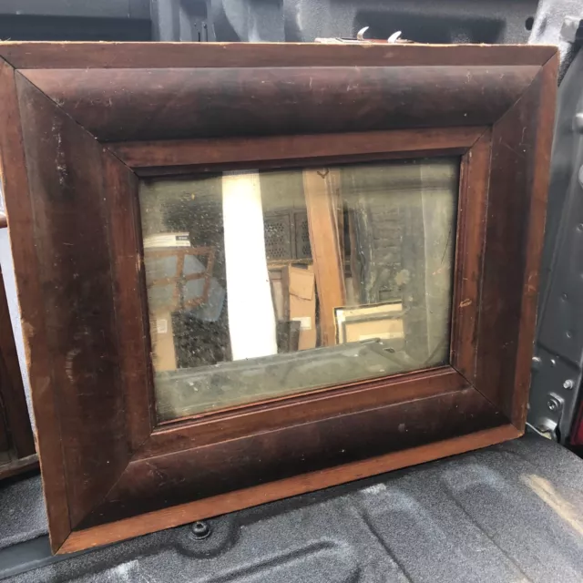 vintage mid 19th century mahogany frame mirror 18.5/22.25” - old glass 14/10”