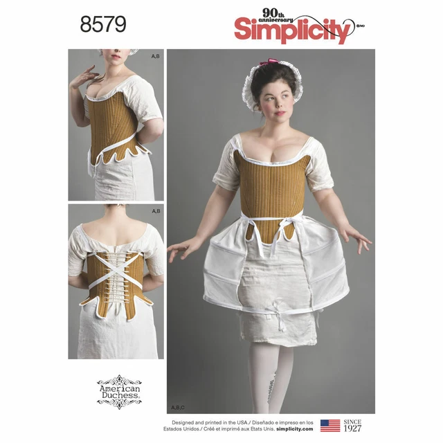 Simplicity Costume SEWING PATTERN 8579 Misses 18th Century Corset,Shift,Panniers