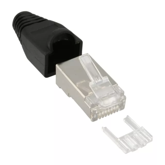 74590S InLine 100er Pack Crimpst. RJ45 gesch. m. Knicksch. & Einfädelh. schw ~D~