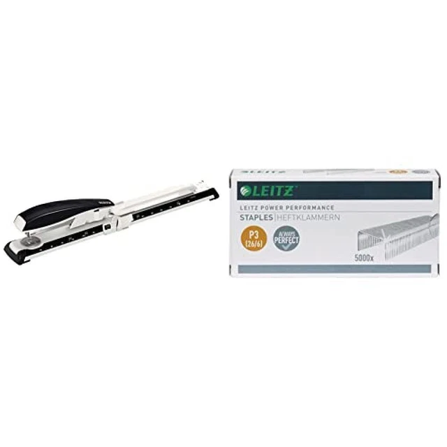 Leitz Cucitrice da ufficio con braccio lungo, Capacit  40 fogli, Nero & Punti Po