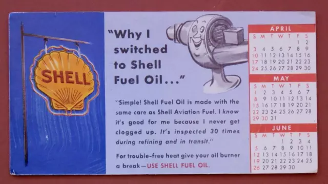 Shell Oil Ink Blotter Shell Fuel Oil Vintage Calendar April-June Blotter S1
