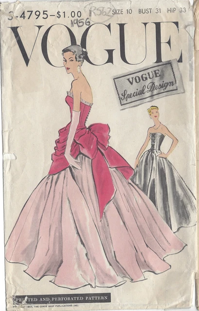 1957 VINTAGE VOGUE Sewing Pattern EVENING DRESS B31" (R562) 20.99 -  PicClick UK