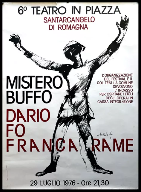 1976 * Manifesto, Poster Originale "DARIO FO FRANCA RAME - Mistero Buffo - Santa