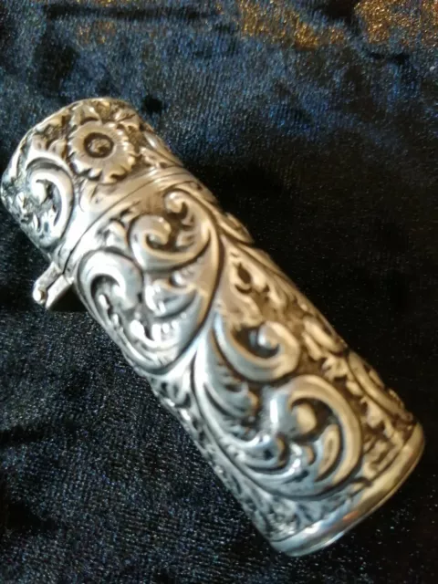 Antique Solid Silver Scent Bottle 1896