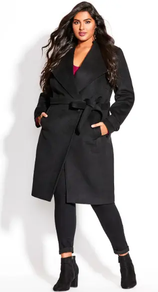 CITY CHIC Women's Plus Size Black So Sleek Coat, M/18