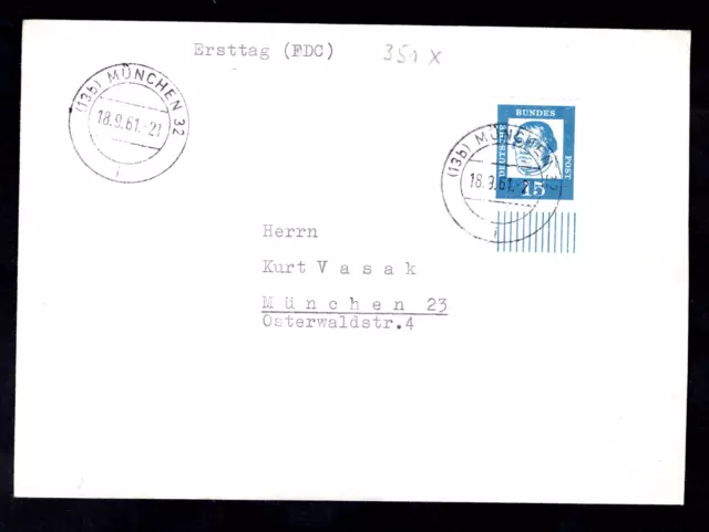 Ersttagsbrief " Bedeutende Deutsche " ; gelaufen ;Mi,.Nr: 351 x ; ESSt: 18.9.61