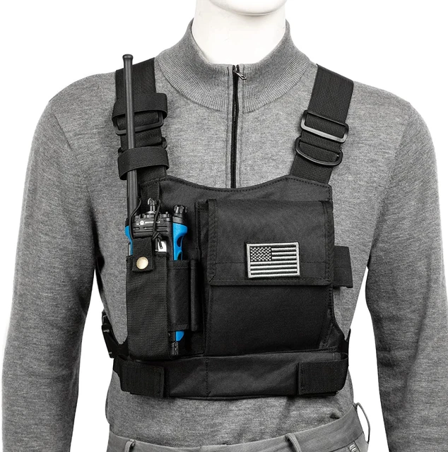 Holster Vest Chest Pouch Rig Pack Front Harness Two Way Radio Bag Walkie Talkie