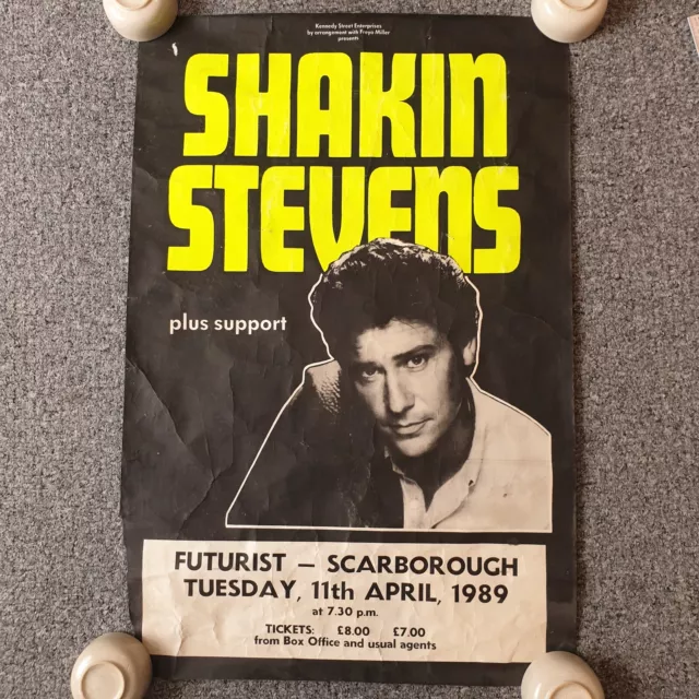 SHAKIN' STEVENS Shaky 1989 Vintage GIG POSTER Futurist Scarborough 29.5" x 19.75