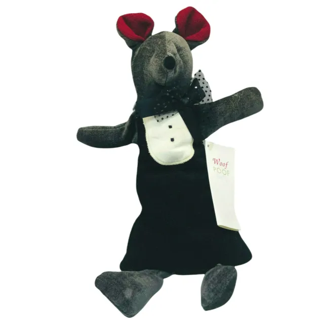 Woof Poof NWT Tuxedo Christmas Mouse Beanbag Plush Black Velvet