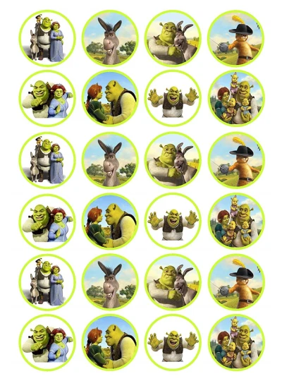 24 X LARGE Shrek Edible Cupcake Toppers Birthday Party Cake Decoration ...
