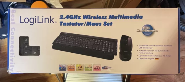 LogiLink Wireless Multimedia Tastatur/Maus Set incl. Mausstation