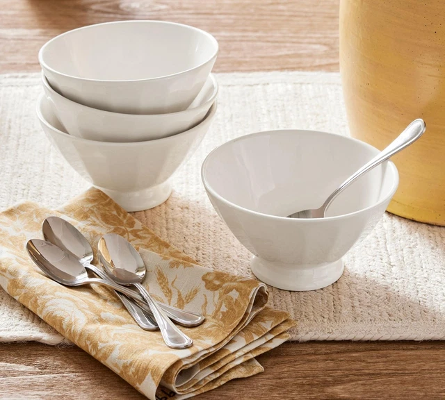 Heirloom Stoneware Soup Bowls Set of 4 - White 3
