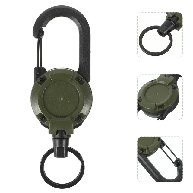 Retractable Id Badge Reel Plastic Strap with Buckle Keychain Easy to