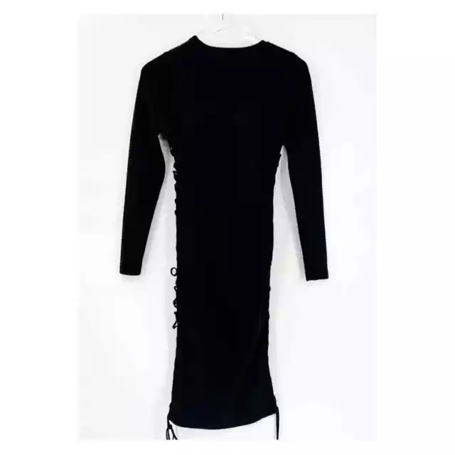 Ale by Alessandra Knit Lace Up Bodycon Midi Dress S Black 3