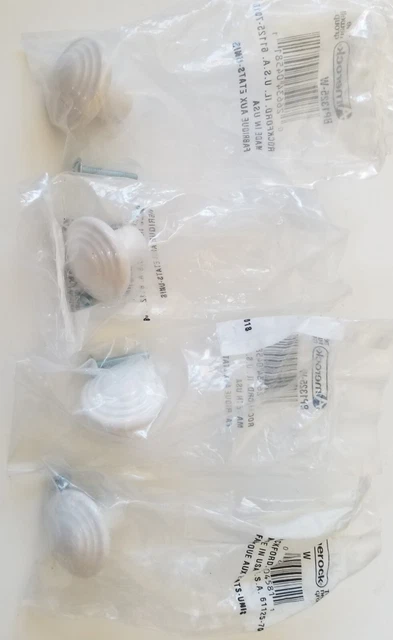 Lot of 4 Amerock Contemporary White Round Mushroom Cabinet Knobs