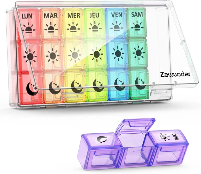 Pilulier Semainier 14 Compartiments - Matin & Soir - Multicolore - Neuf
