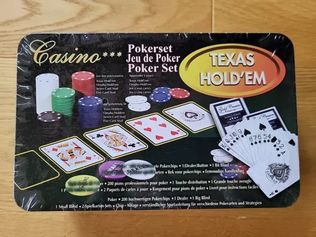 TEXAS HOLD'EM Pokerset Kartenspiel 200 Chips OVP