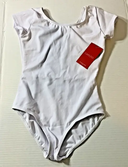 Capezio Child Size Large White Classic Short Sleeve Leotard NEW With Tags TB132C