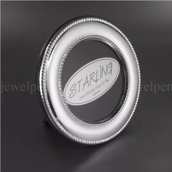 6CM Classic Circular Slide Perlrand Solid Photo Frame 925 Sterling SILVER-T1