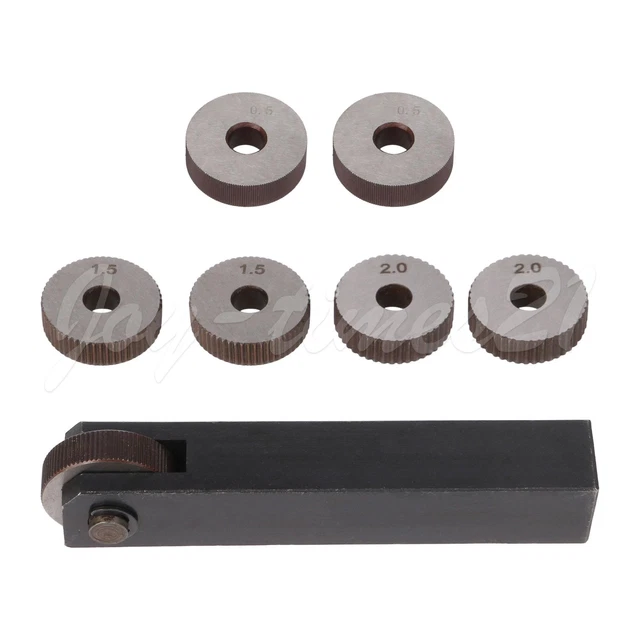 Knurling Tool Parts Set w/ 6 Straight Linear Wheel 0.5/1.5/2mm & 1 Shank
