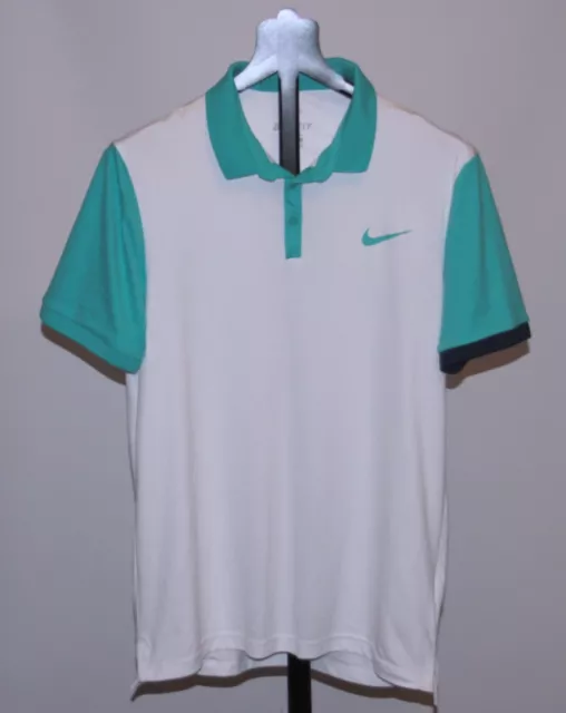 Nike Court white blue tennis polo shirt Size M Federer style