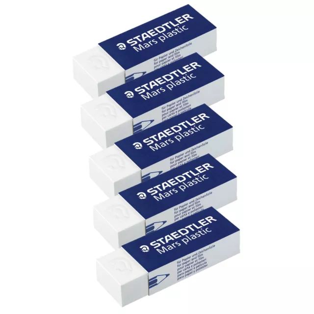 5 Stück Staedtler® Mars® plastic Radierer Radiergummi Eraser PVC 65 x 13 x 23 mm