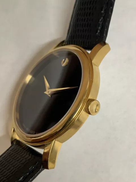 MOVADO Museum Classic Men's 40mm Quartz Watch Gold Black Dial Sapphire Crystal 4