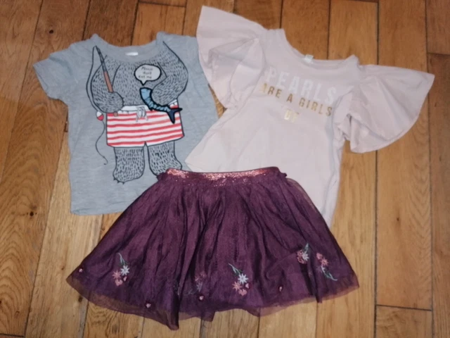 Splendido Pacchetto Di Top Per Bambine Gonna Strato Tutù River Island H&M F&F