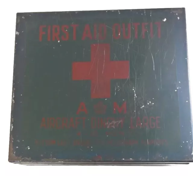 Ww2 Raf Air Ministry First Aid Outfit Tin Box For Aircraft Rescue Dinghy