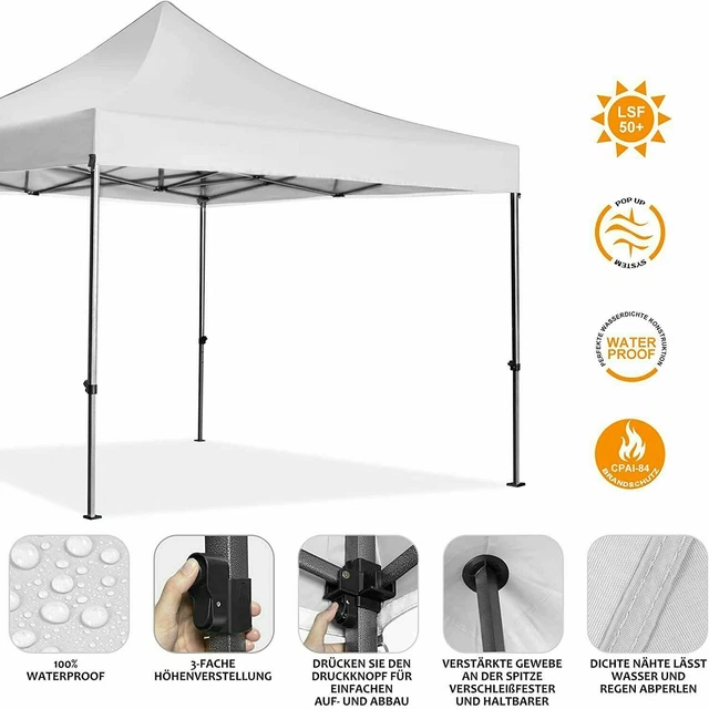 Faltpavillon 3x3M Regendicht Pavillon UV-Schutz Faltzelt mit 4 Seitenteilen Neu* 4