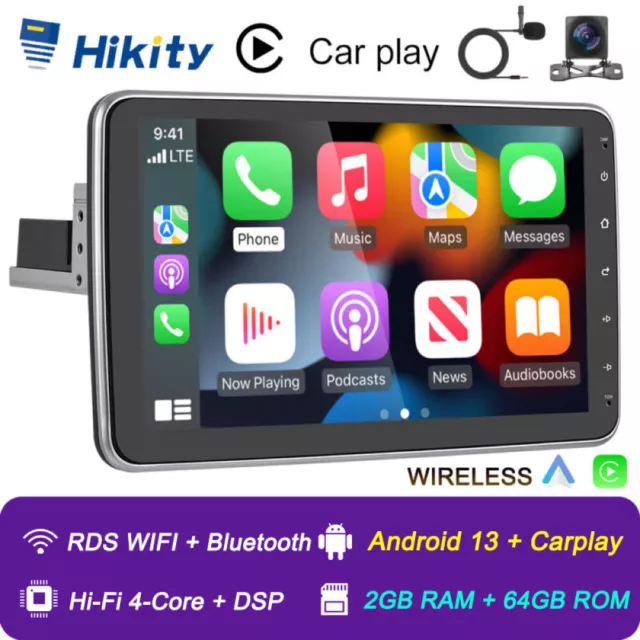 10.1 Zoll Apple Carplay Android 13 Autoradio GPS Navi 1 DIN Bluetooth USB 2+64GB