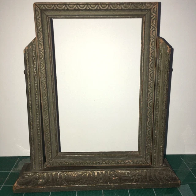 Antique Embossed Ornate Wood 4 x 6 opening Picture Frame Swivel Swing Tabletop