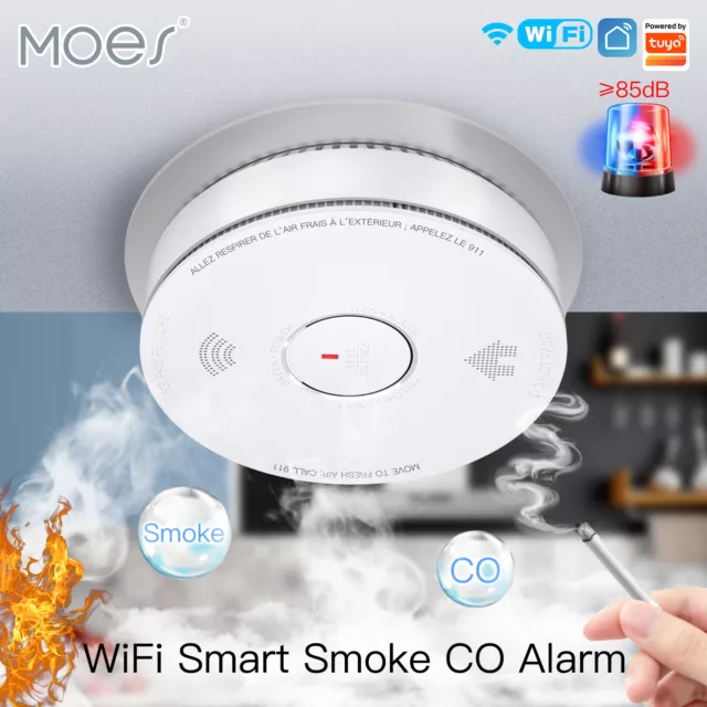 Tuya Smart WiFi Carbon Monoxide & Smoke Detector CO Gas Sensor Alarm Wireless