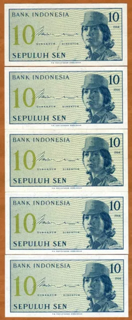 LOT, Indonesia, 5 x 10 Sen, 1964, P-92, UNC