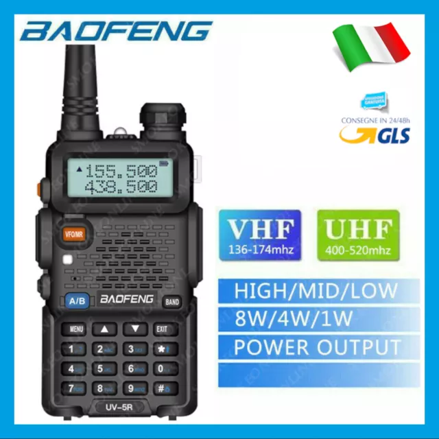 Baofeng Uv-5R Walkie Talkie Ricetrasmittente Vhf/Uhf Dual Band Radio Radioline