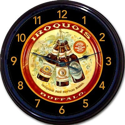 Iroquois Buffalo NY Beer Tray Wall Clock Iroquois Bottling Co Lager Man Cave 10"