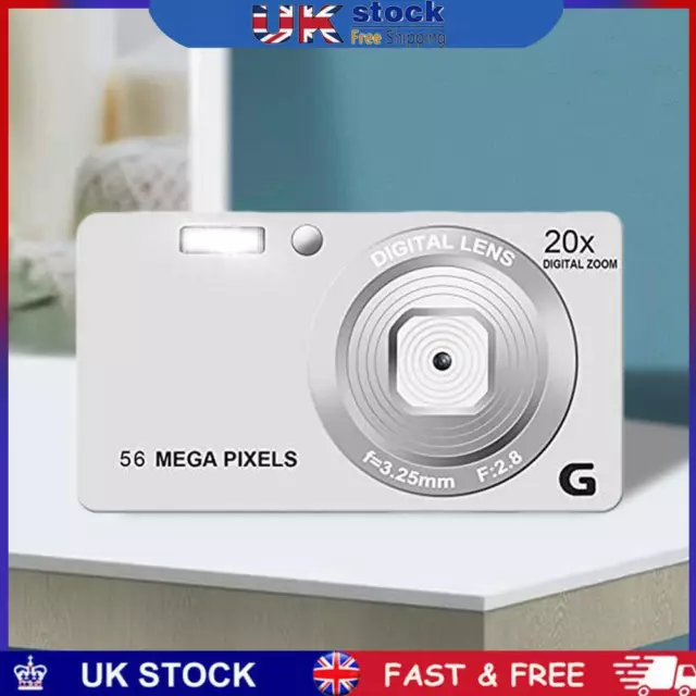 Auto Focus Camcorder 2.7 Inch LCD Compact Camera 4K 56MP 20x Zoom (White)